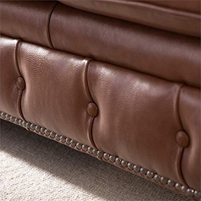  "Chestnut Regal: 20" Tufted Leather Chesterfield"