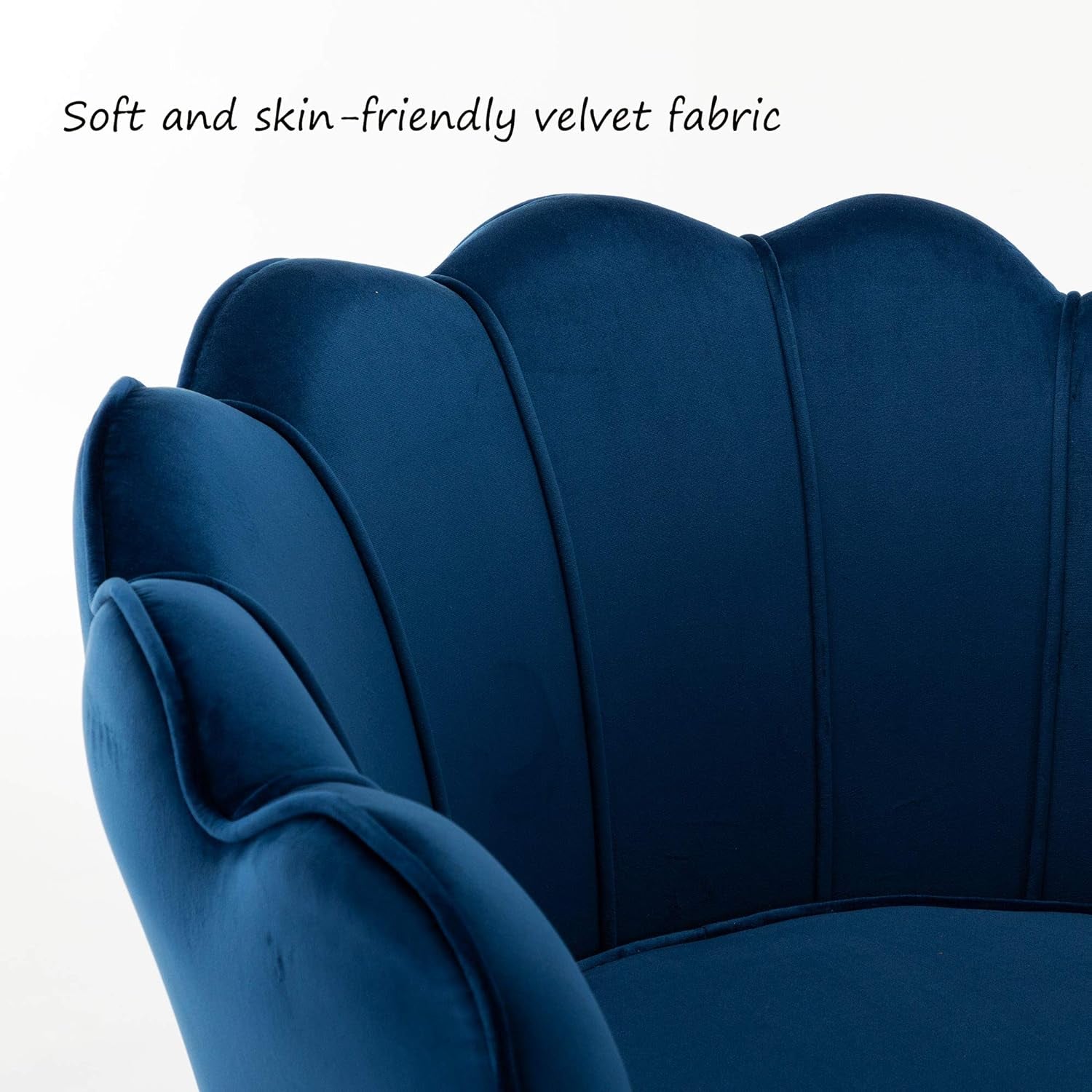 "Royal Velvet Retro Lounger: Mid Century Modern Single Sofa in Navy Blue"