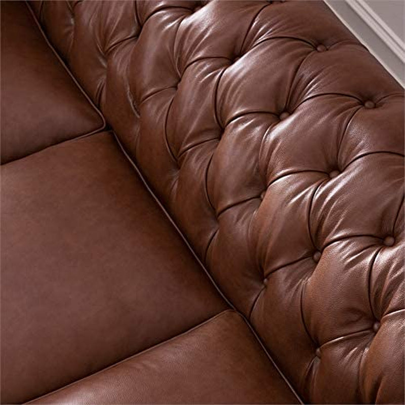  "Chestnut Regal: 20" Tufted Leather Chesterfield"